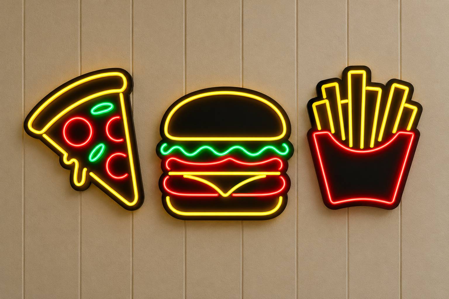 Colorful Fast-Food Neon Trio_compressed پک نئون فست فود 1 - Image 1