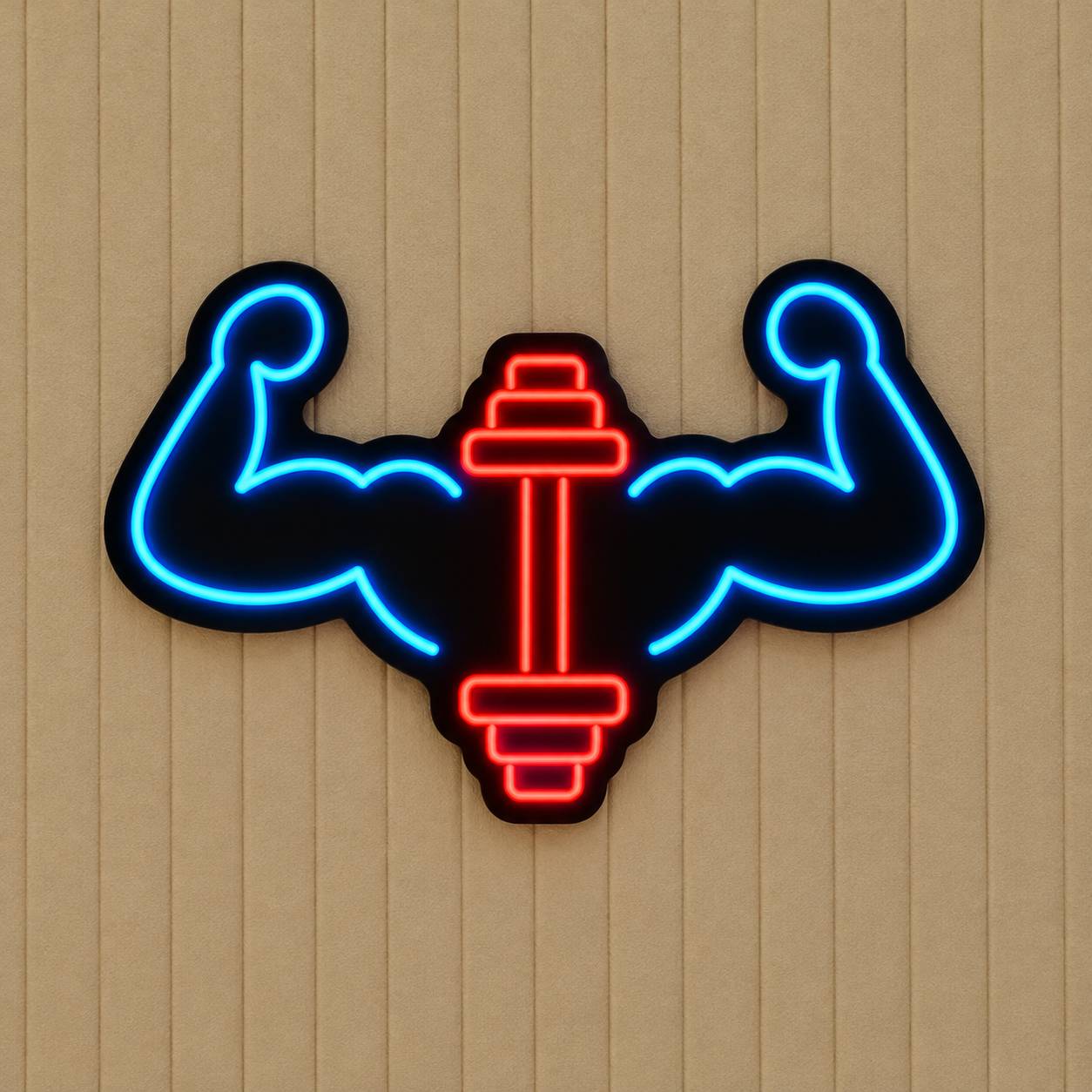 Glowing Neon Bodybuilding Emblem_compressed نئون طرح باشگاه دمبل - Image 1