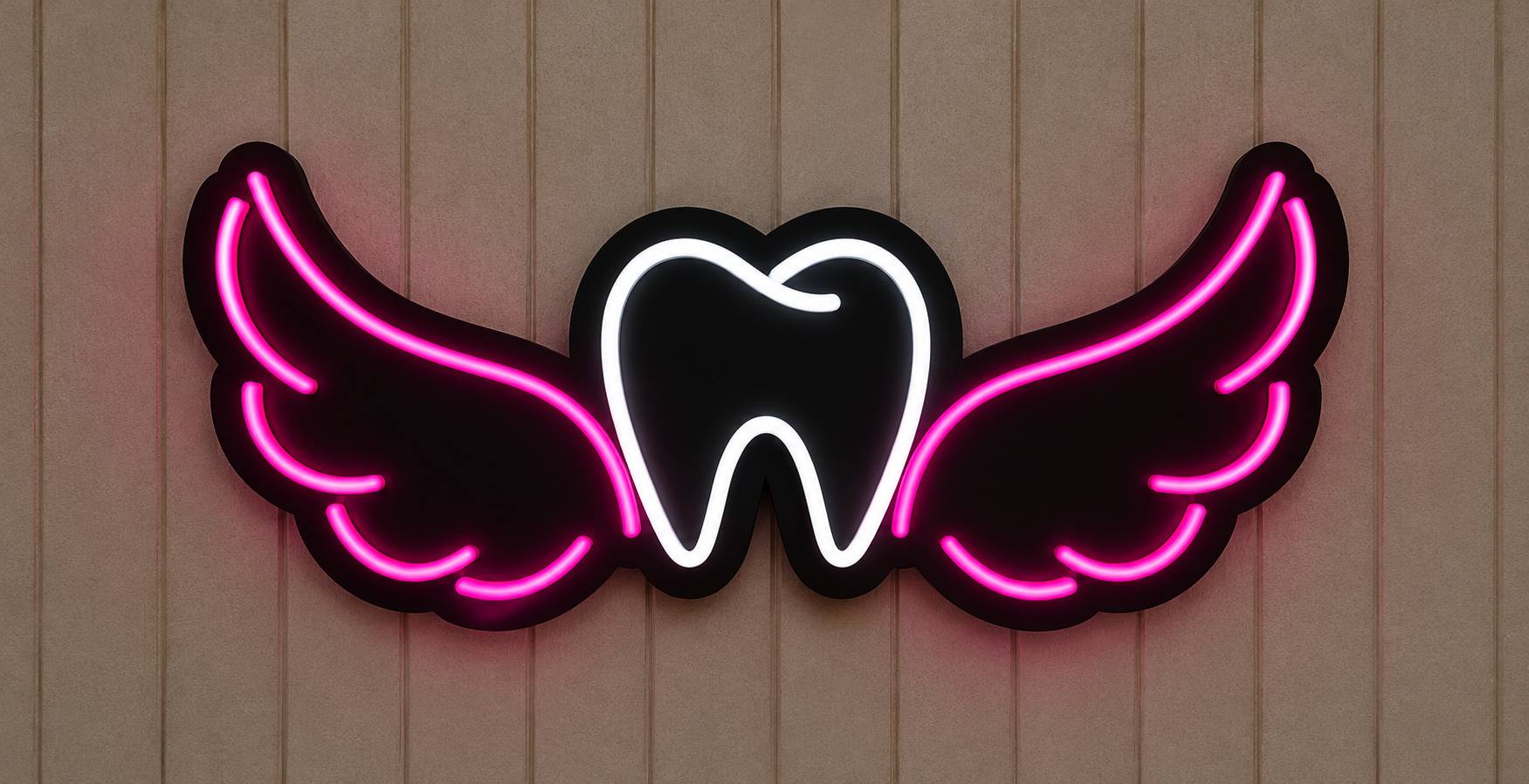 Neon Winged Tooth Emblem_compressed نئون طرح بال و دندان - Image 1